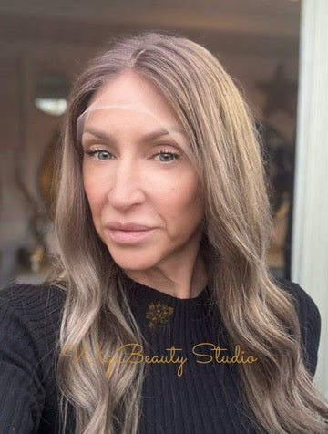 Tracey Human Hair Topper -Medium Brown to Dark Blonde