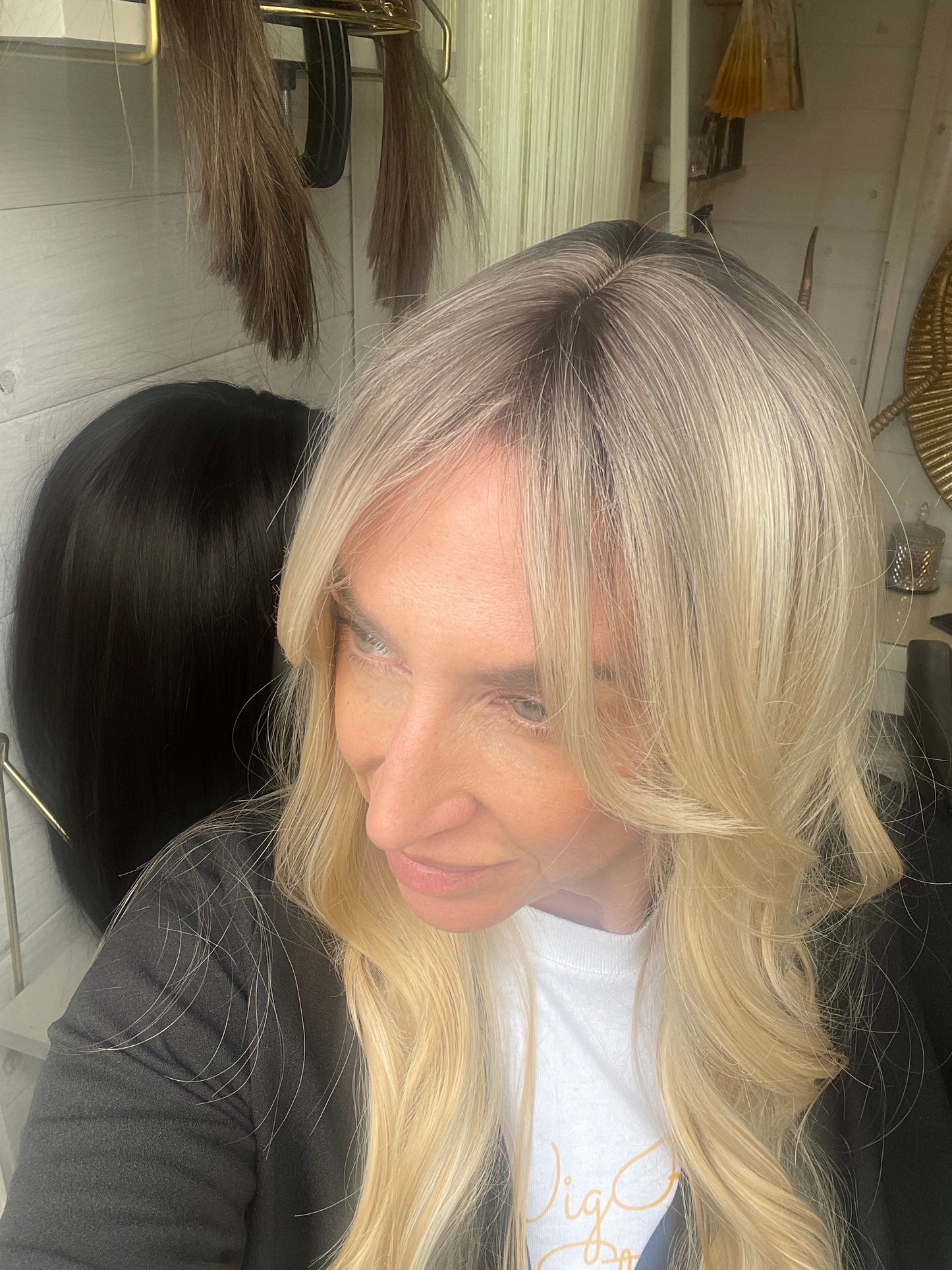 Blonde Halo Wavy with Ash Root