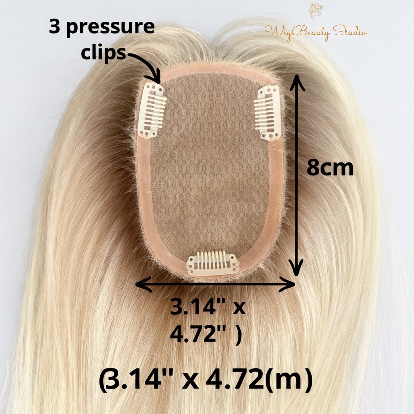 Emilia Human Hair Topper -Ash Rooted with Lowlights and Platinum Blonde Highlights