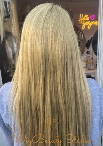 Alecia Human Hair Topper - Dark Caramel Blonde