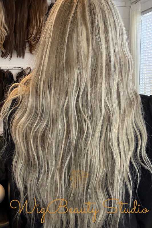 Eve Human Hair Topper - Ash brown with Platinum & Dark Ash Blonde