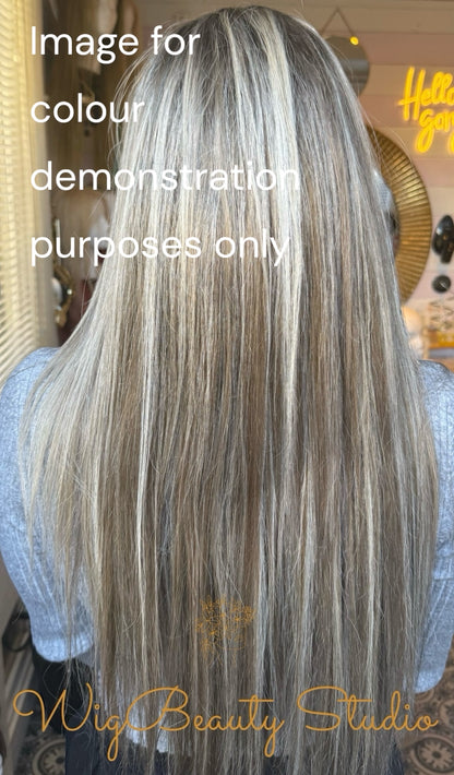 Alyx Human Hair Topper - Ash Brown with Top Blonde Balayage