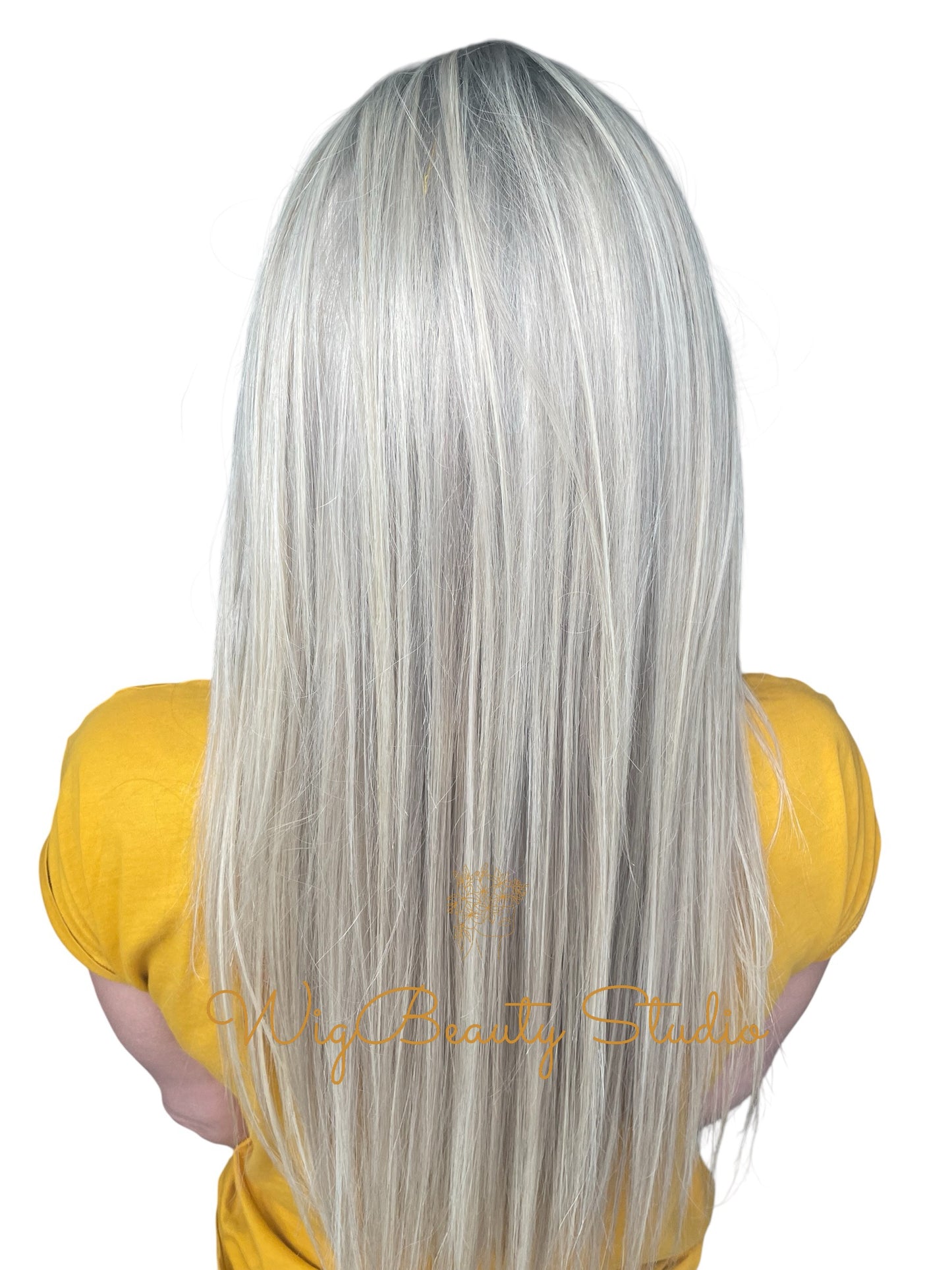 Emilia Human Hair Topper -Ash Rooted with Lowlights and Platinum Blonde Highlights
